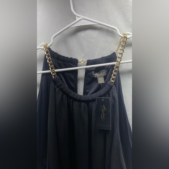 Thalia Sodi Black Maxi Halter Dress with Gold Chain Accent at Neckline Size XXL - Picture 8 of 11